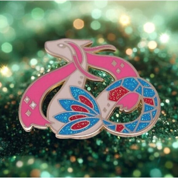 Sparkling Elegance: Pokémon Glitter Milotic Enamel Pin - Stunning Collectible - Picture 1 of 6